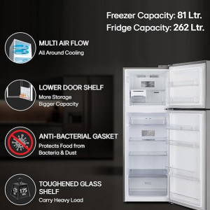 LG 343 L 3 Star Frost-Free Smart Inverter Double Door Refrigerator (2023 Model, GL-S382SPZX, Shiny Steel, Convertible with Express Freeze)