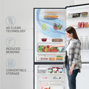 Panasonic 400L 2 Star Prime Convertible 6-Stage Smart Inverter Frost-Free Double Door Bottom Mount Refrigerator (NR- BK415BQKN, Diamond Black,Jumbo Fr