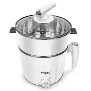 Wipro Vesta 1.2 l multicooker Kettle | Concurrent Cooking |Cool Touch body | Dual Temperature Control |Triple Protection |SS 304 Rust free (White, 600