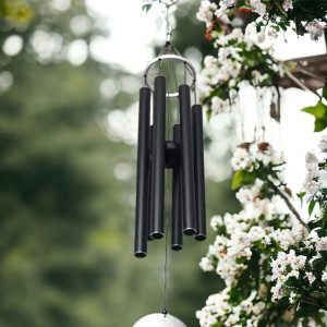 Paradigm Pictures 30.5 inch Big Wind Chimes for Home Balcony Positive Energy- Positive Energy Items (Black 6 Pipe Wind Chime)