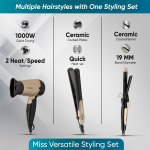 Miss Versatile Styling Set Straightener, Curler & Dryer Gift Combo for Women